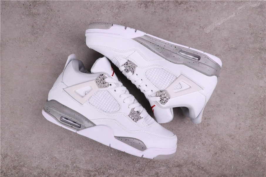 Air Jordan 4 CT8527-100 White Gray Speckled Sneakers - product image from the listing.