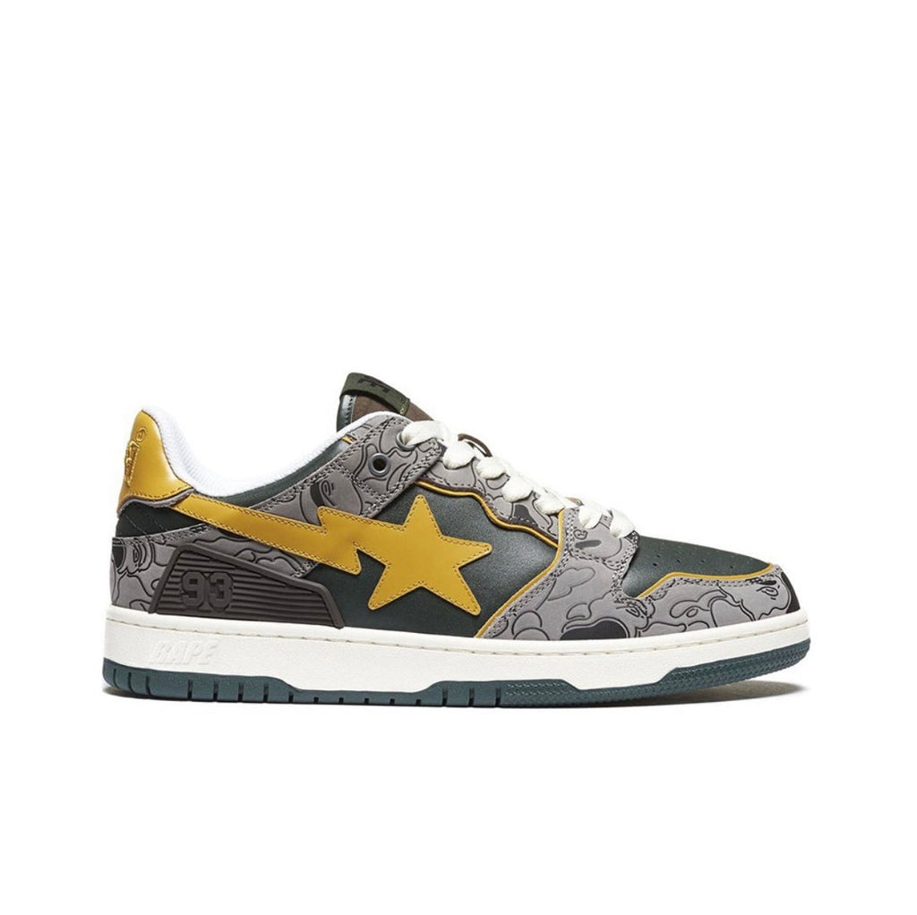 BAPE SK8 Sta Trainers Gray Yellow 1H80-191-007 - product image from the listing.