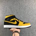 Air Jordan 1 Mid Sneakers in Black and Yellow - product image from the listing.