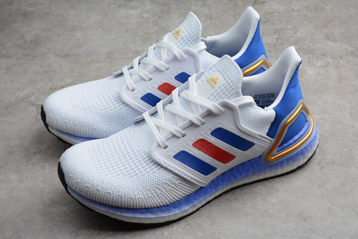 Adidas UltraBOOST 20 FY9039 Running Shoes, in White Blue - product image from the listing.