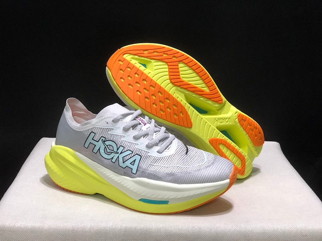 HOKA Mach X 2 Running Shoes, Gray and Neon in Yellow - product image from the listing.
