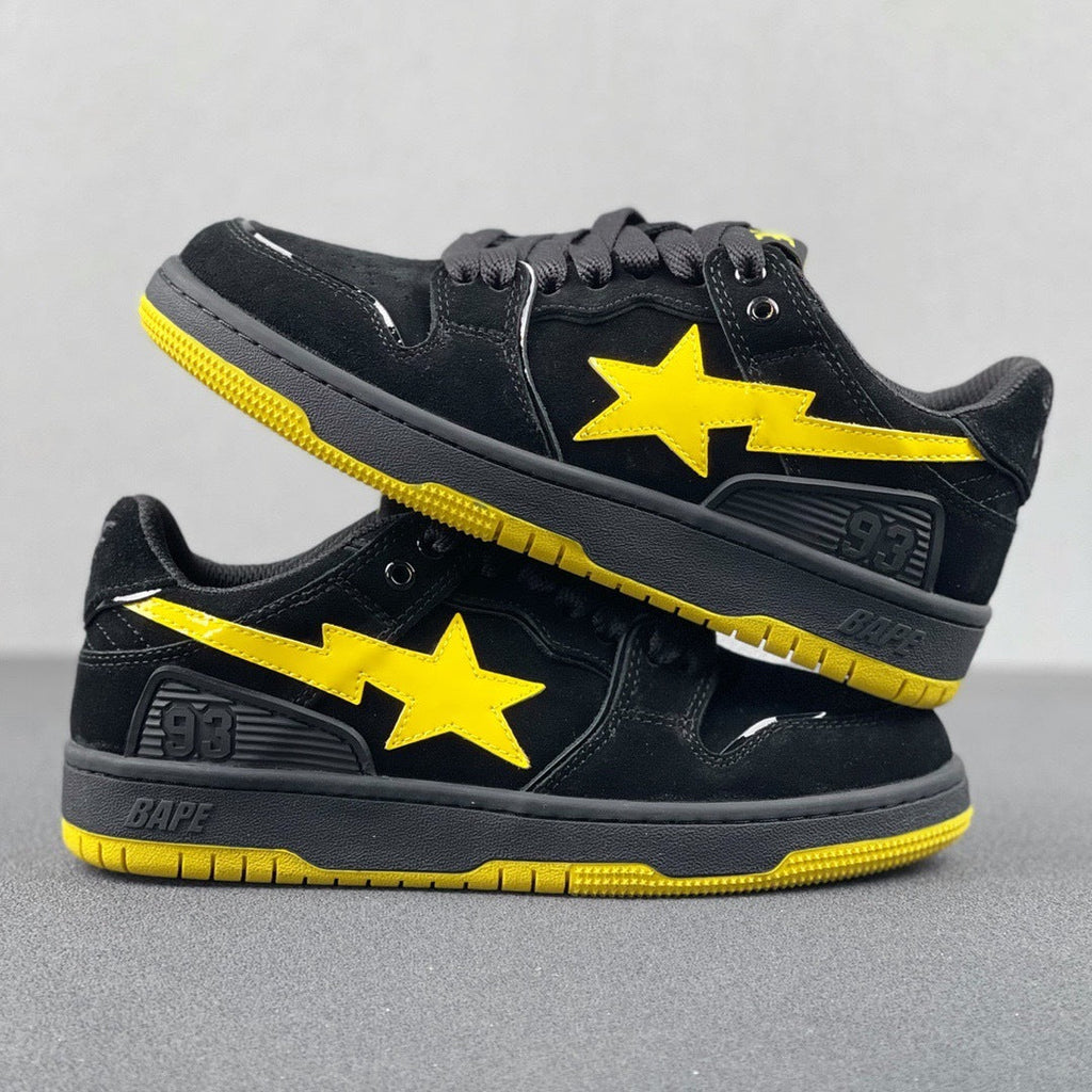 A Bathing Ape SK8 Sta Sneakers in Black Yellow - product image from the listing.