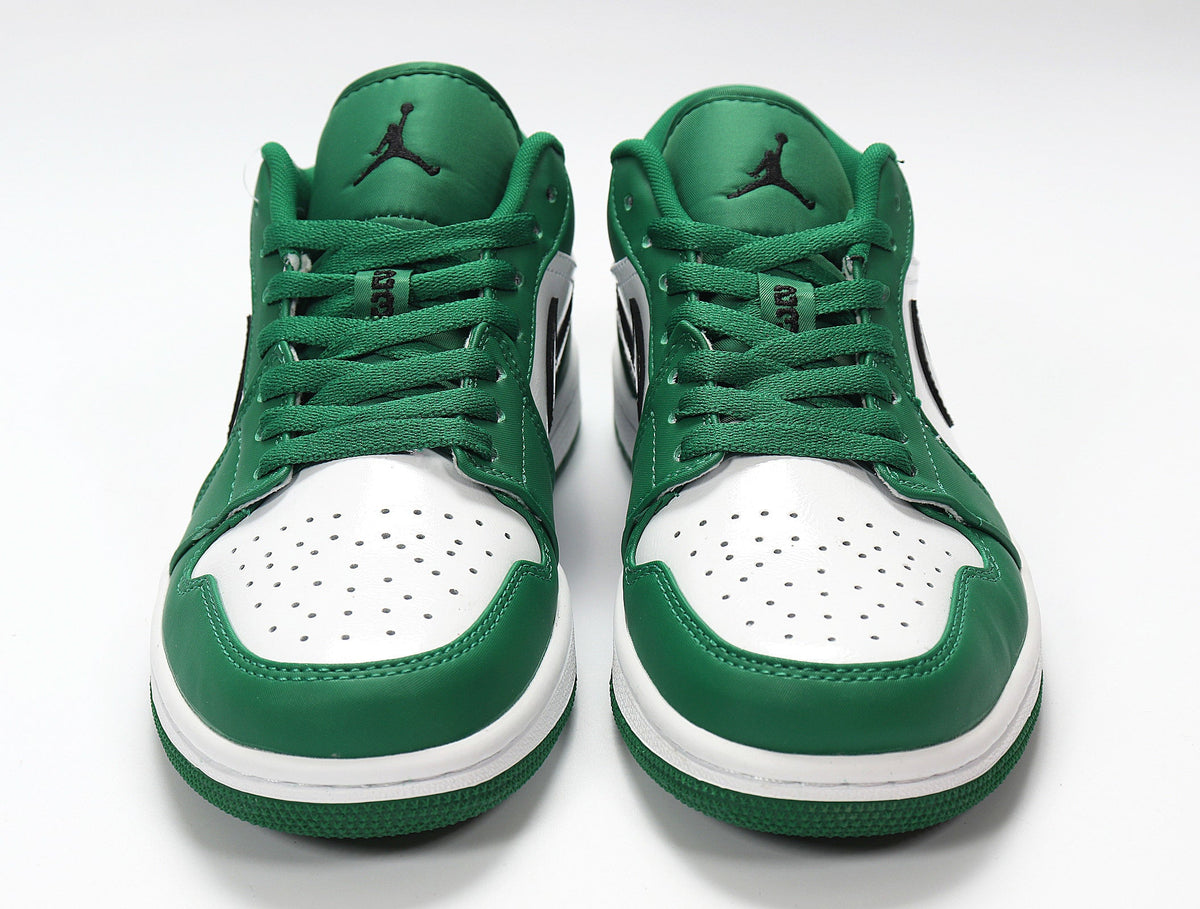 Air Jordan 1 Low White and Green Sneakers 553558-301 - product image from the listing.