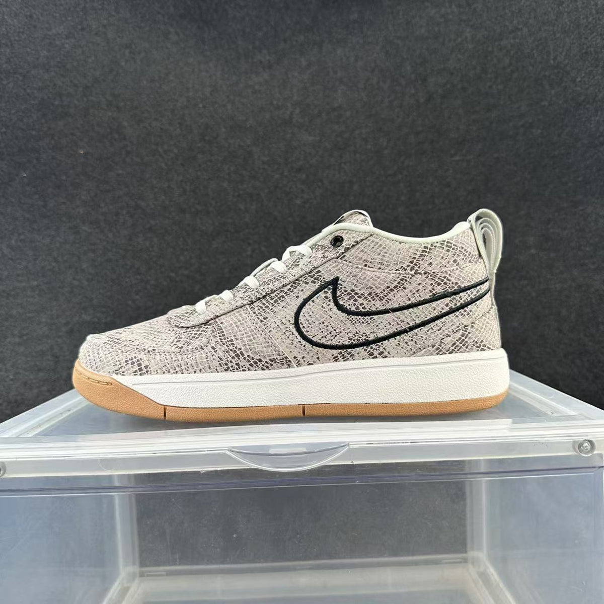 Nike Grey Snake-Print Low-Cut Sneakers - product image from the listing.