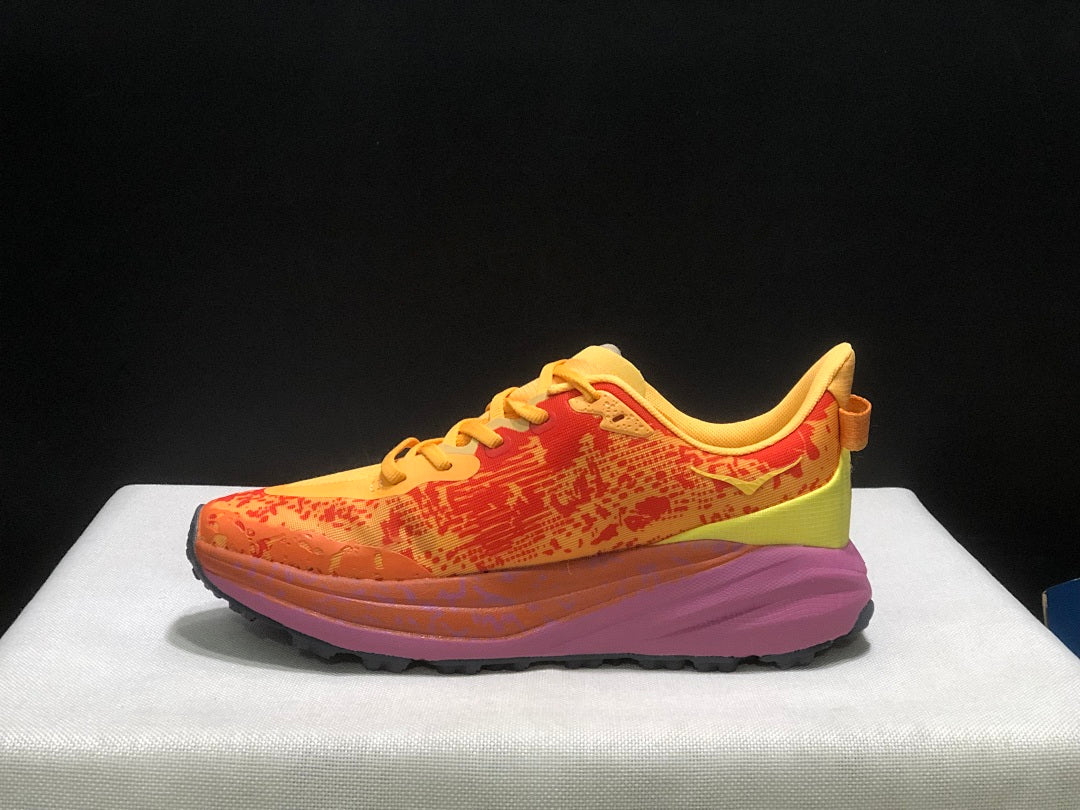 HOKA Speedgoat 6 Trail Running Shoes, in Orange and Yellow - product image from the listing.