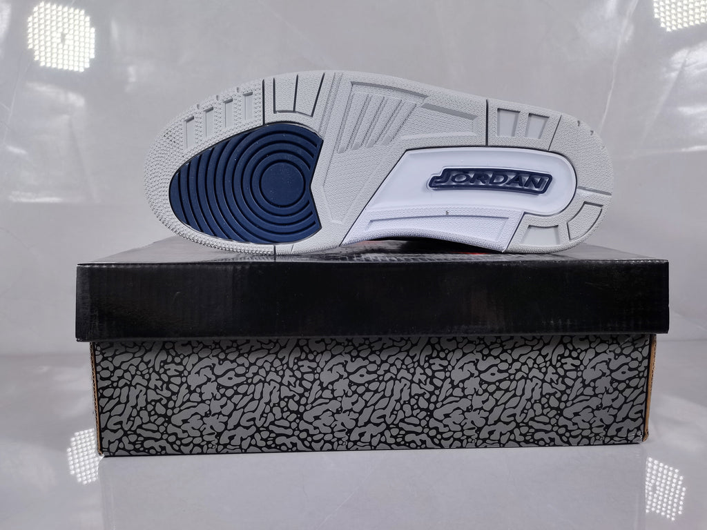 Air Jordan 3 Retro Sneakers in Blue and Grey - product image from the listing.