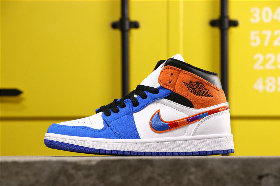Jordan 1 High Sneakers in Blue Orange White 852542-146 - product image from the listing.