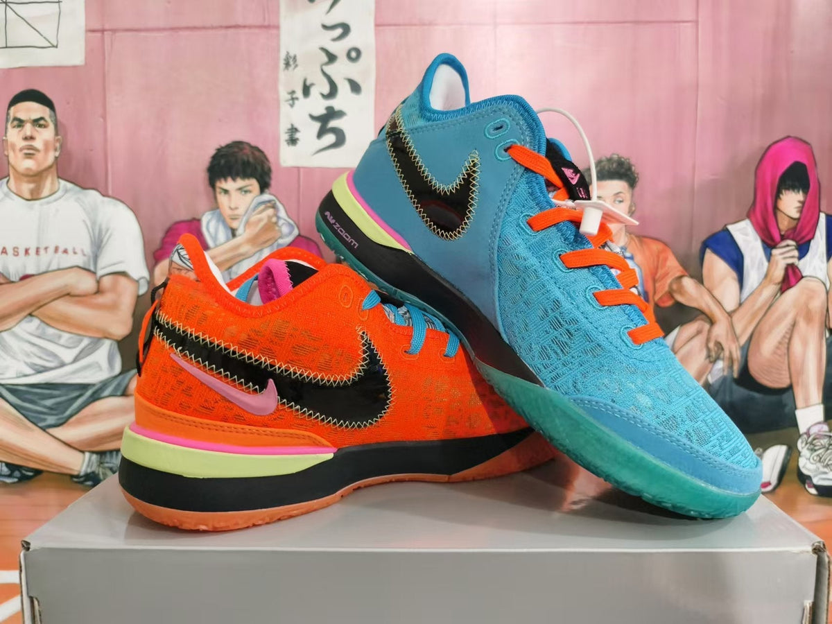 Orange and Blue Nike Kobe 8 Basketball Shoes - product image from the listing.