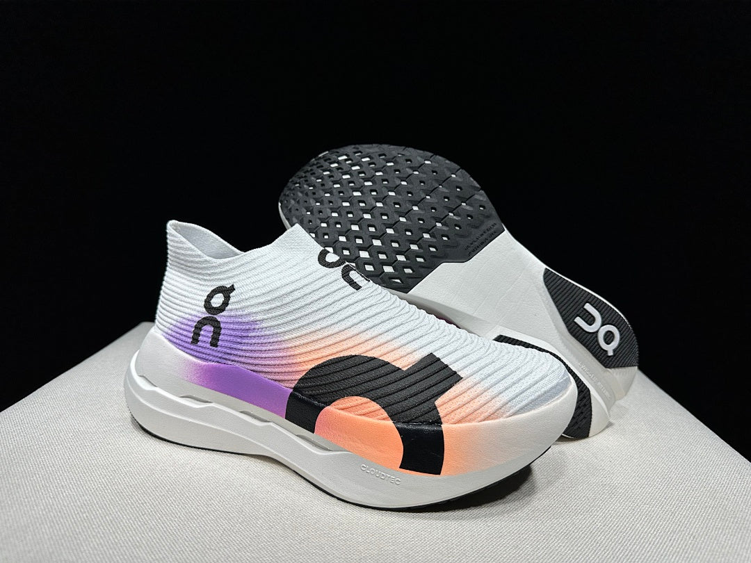 On Cloudboom Strike LS Running Shoes in White Purple - product image from the listing.