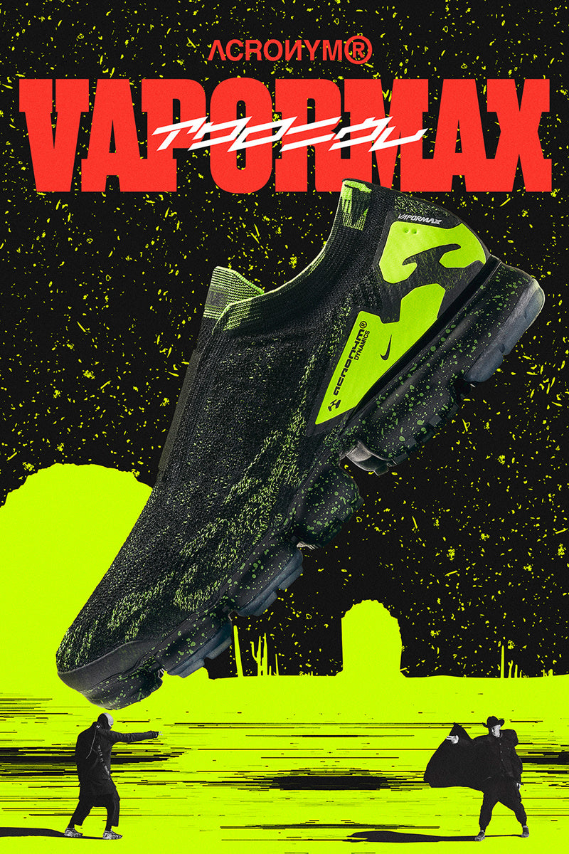 Nike Air VaporMax Moc 2 Acronym in Black Volt AQ0996-007 - product image from the listing.
