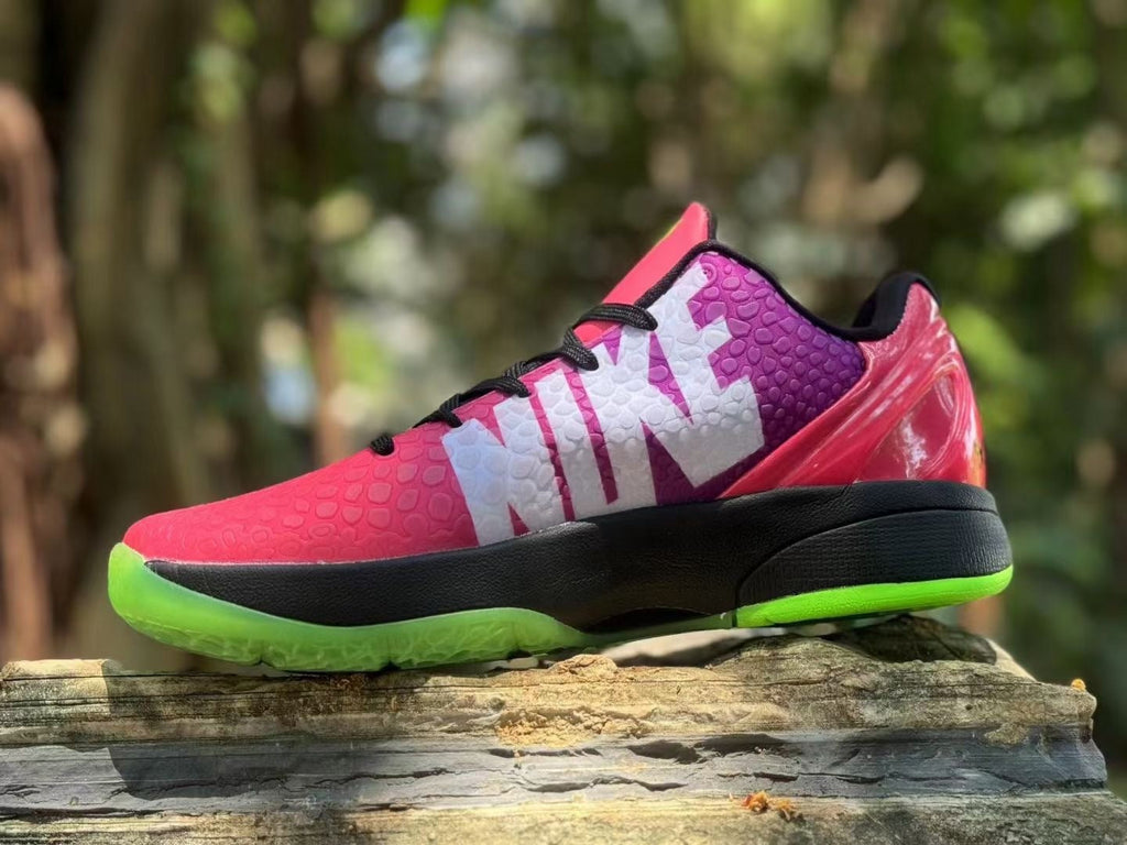 Nike Kobe 6 Basketball Shoes in Pink, in Purple and Volt Green - product image from the listing.