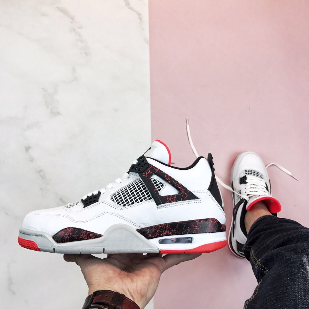 Air Jordan 4 Pale Citron Sneakers White Black Red - product image from the listing.