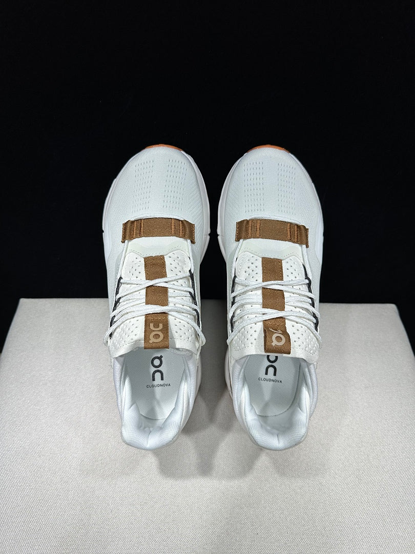 On Cloudnova 2 Sneakers, in Ivory and Brown - product image from the listing.