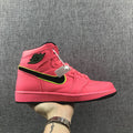 Air Jordan 1 Mid Sneakers in Pink Black Volt AQ9131-600 - product image from the listing.