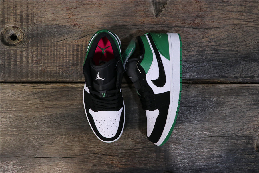 Air Jordan 1 Low Sneakers in Black Green White 553558-113 - product image from the listing.