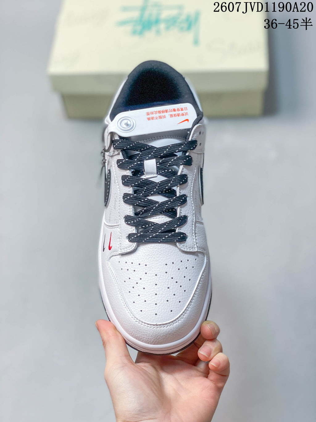 Nike SB Dunk Low Stüssy Sneakers in White Black - product image from the listing.