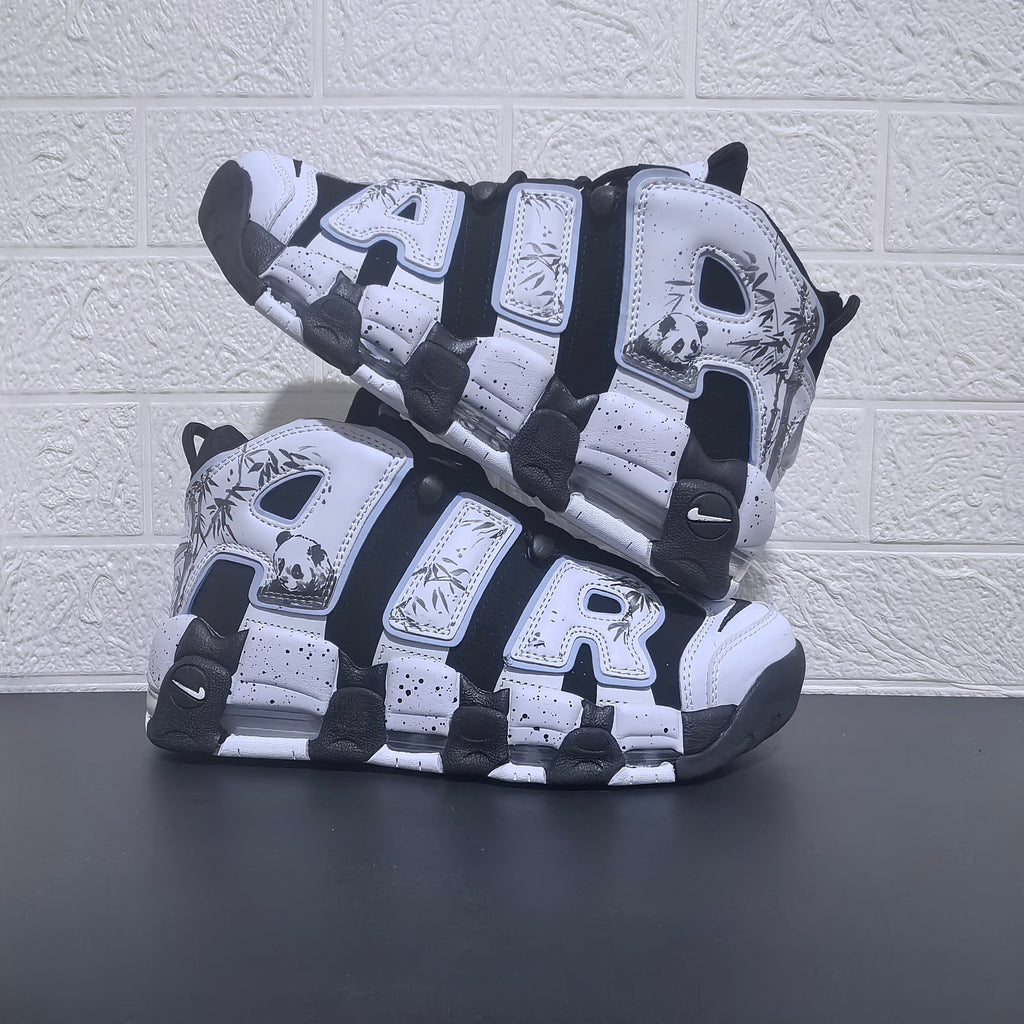 Nike Air More Uptempo Panda Sneakers in Black and White - product image from the listing.