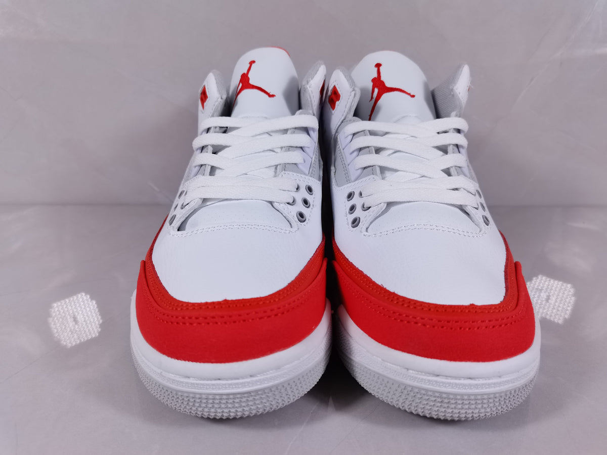 Air Jordan 3 Retro White Red Sneakers - product image from the listing.