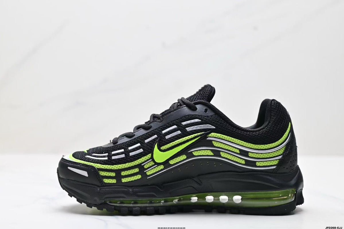 Nike Air Max 720 Sneakers in Black and Volt Green - product image from the listing.