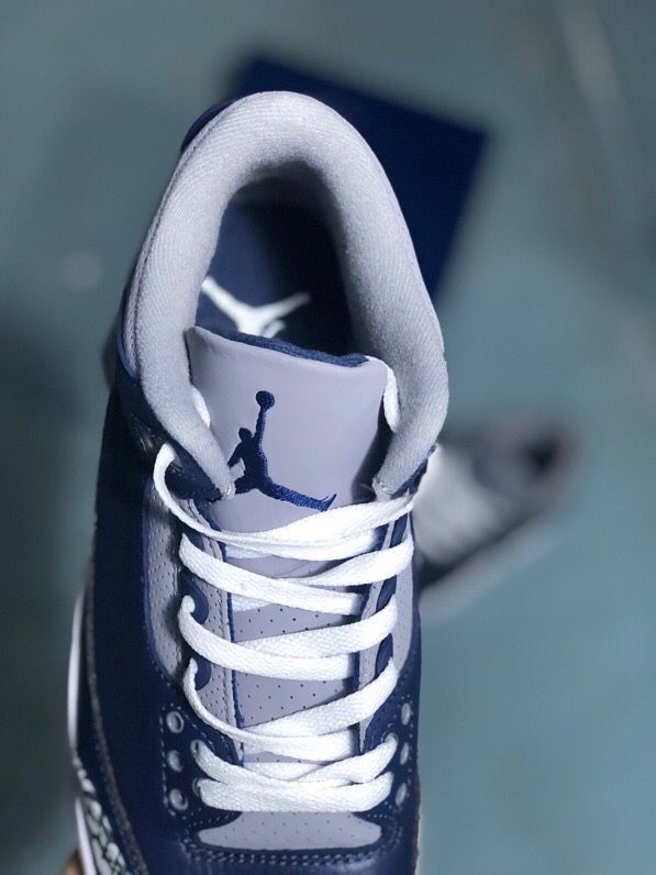 Men's Jordan 3 Midnight Blue Sneakers - product image from the listing.