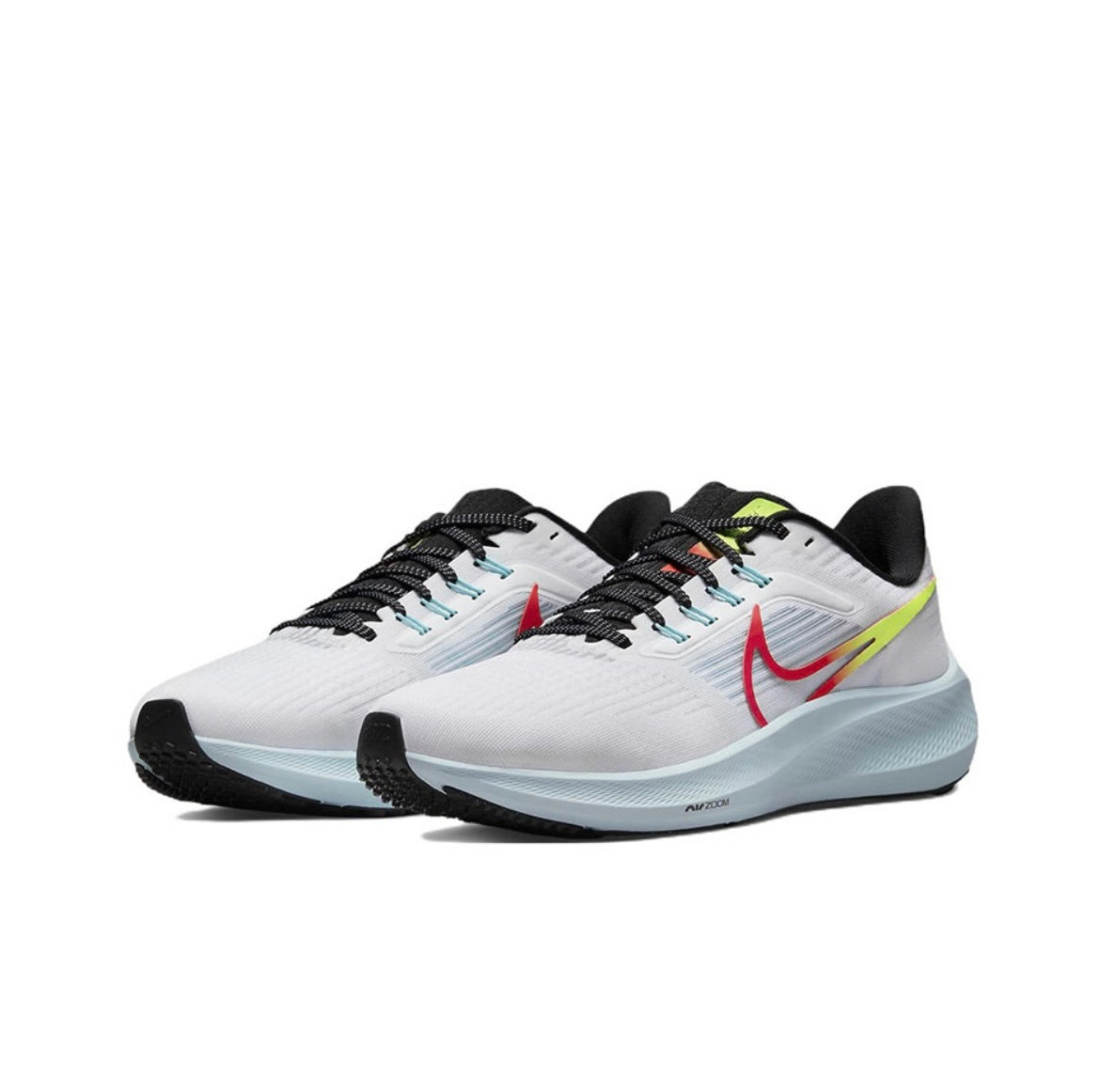 Nike Air Zoom Pegasus 39 Running Shoes in White Red Yellow DX3350-100 - product image from the listing.