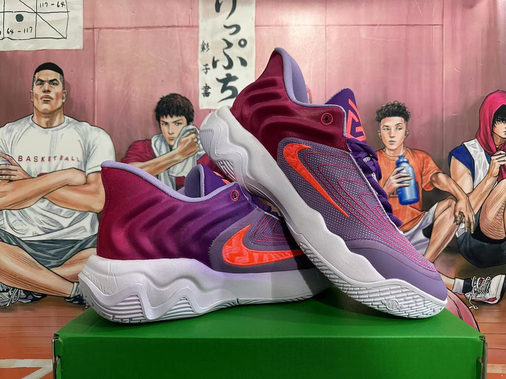 Purple and Burgundy Nike Basketball Shoes - product image from the listing.