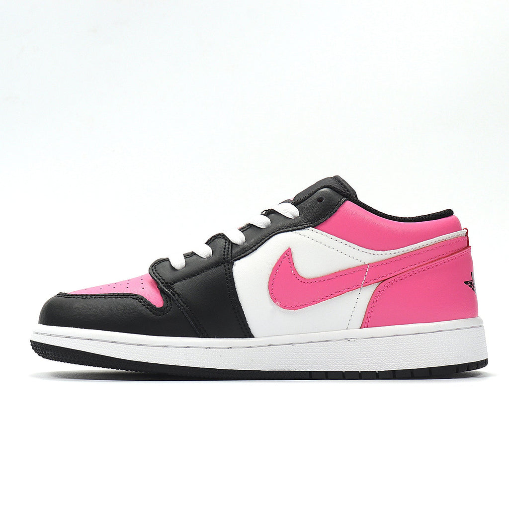 Jordan 1 Low Sneakers in Black Pink White 554723-106 - product image from the listing.