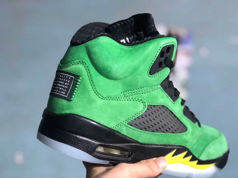 Air Jordan 5 Green Black Yellow Sneakers CK6631-307 - product image from the listing.