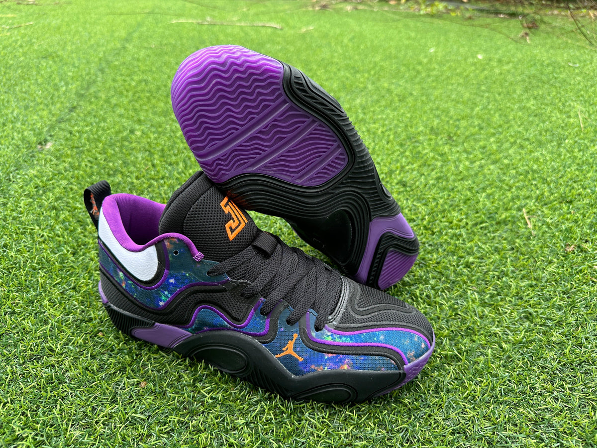 Jordan 680-3 Basketball Sneakers in Black Purple - product image from the listing.