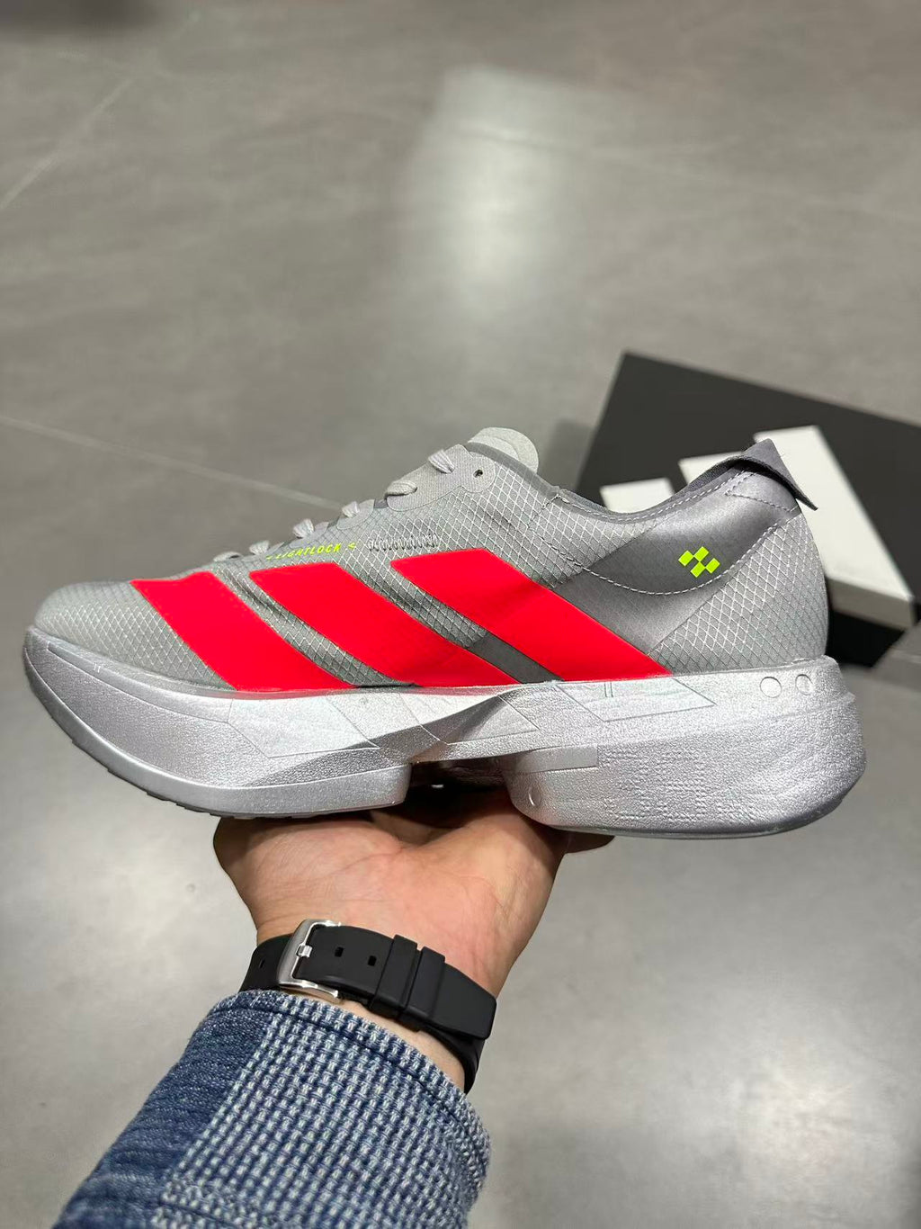 adidas Adizero Prime X 2.0 STRUNG Running Shoes in Grey Red - product image from the listing.