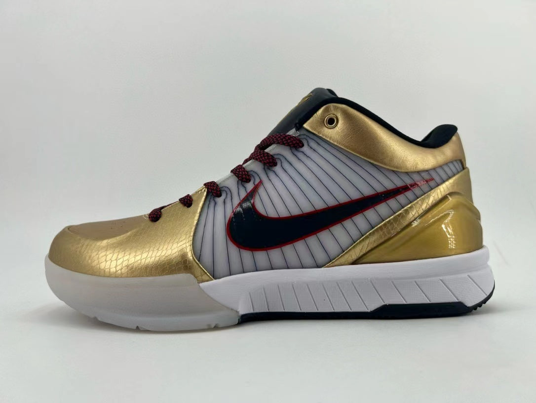 Nike Kobe 4 Protro Sneakers in Gold White 344335-141 - product image from the listing.
