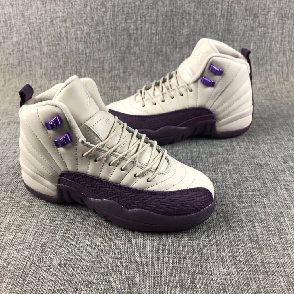 Air Jordan 12 White Purple Sneakers 510815-001 - product image from the listing.