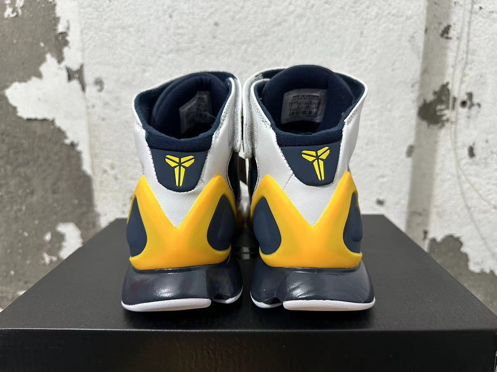 Nike Kobe 2K5 Basketball Shoes in Grey Blue Yellow - product image from the listing.