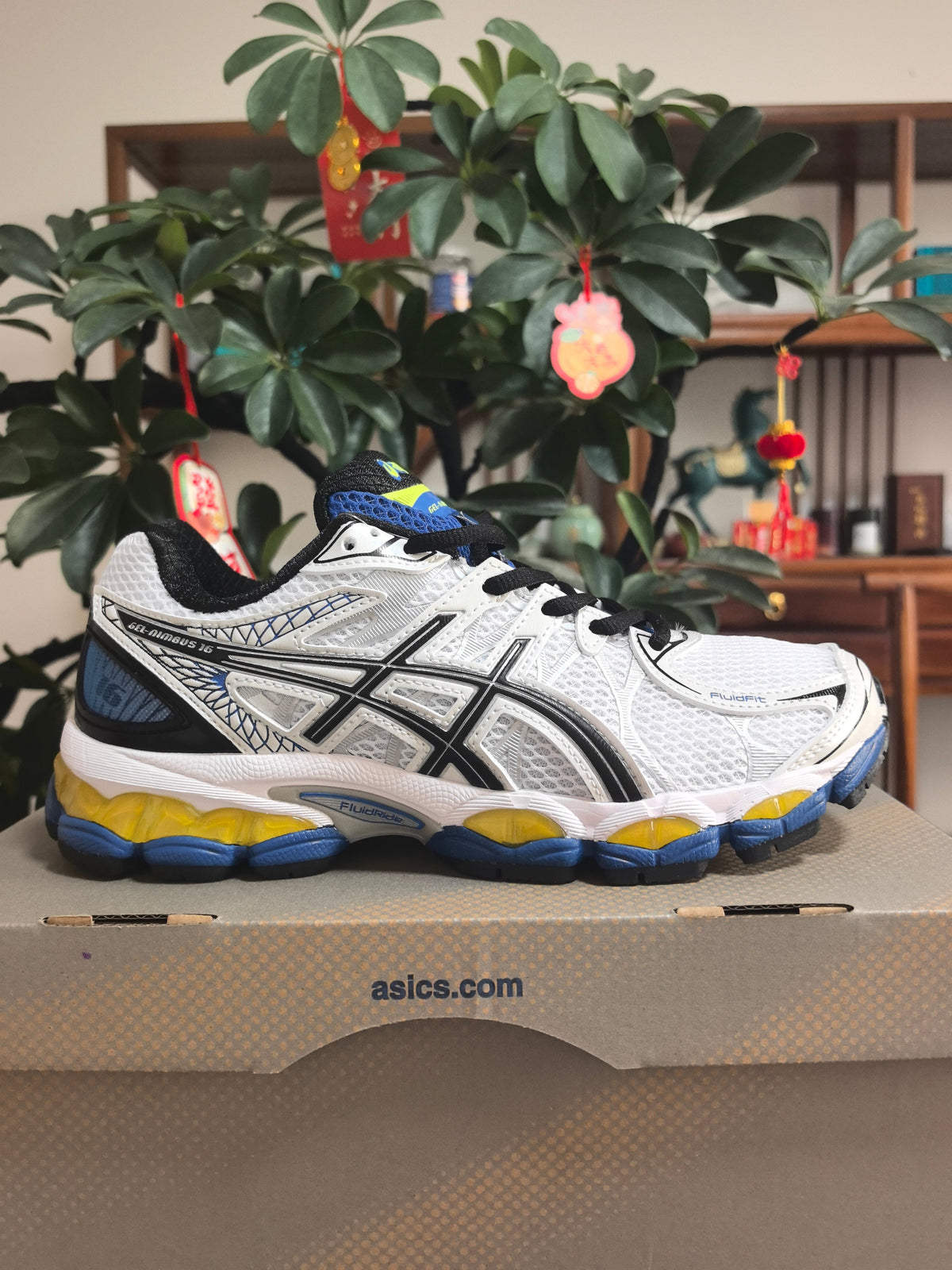 ASICS GEL-Quantum 360 Sneakers in White Black Blue - product image from the listing.