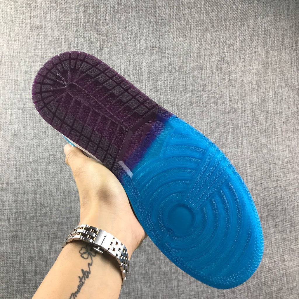 Air Jordan 1 Mid Sneakers in Blue, in White and Black - product image from the listing.