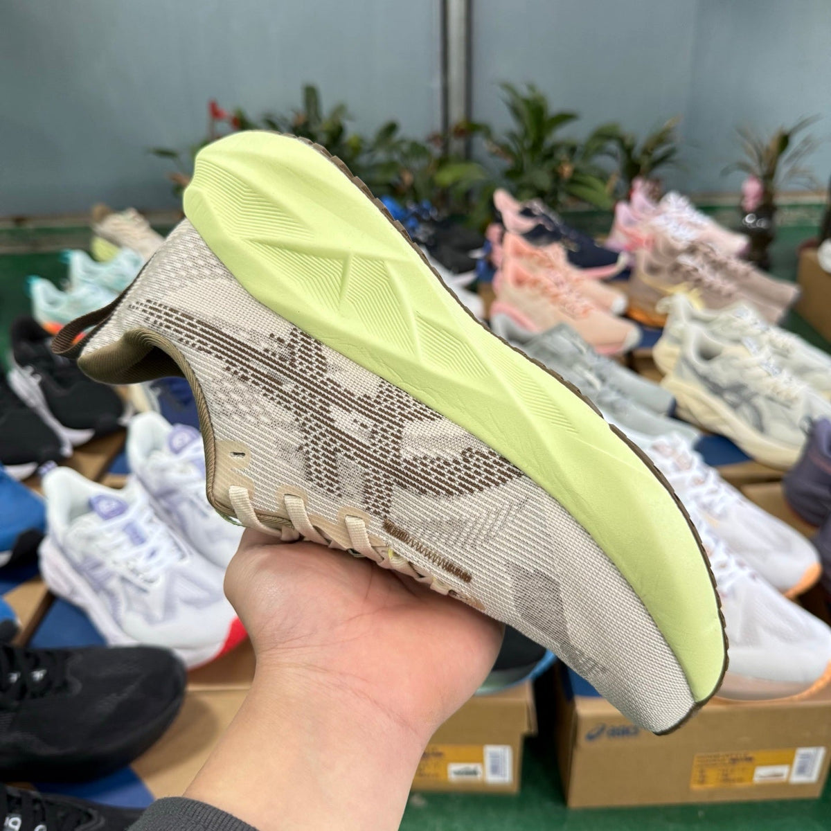 ASICS NOVABLAST 5 LE Running Shoes in Beige Grey Brown - product image from the listing.