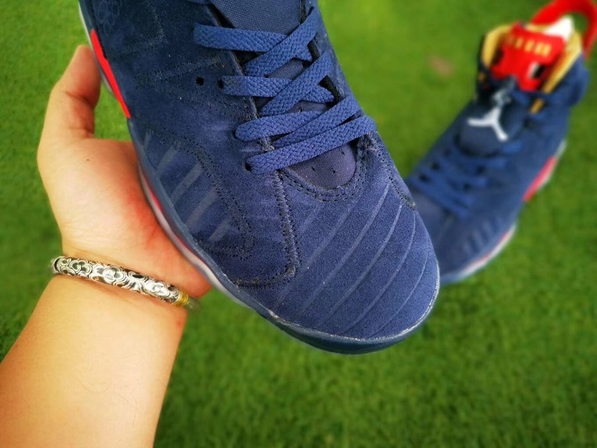 Air Jordan 6 Charity Sneakers in Navy, Red and White - product image from the listing.