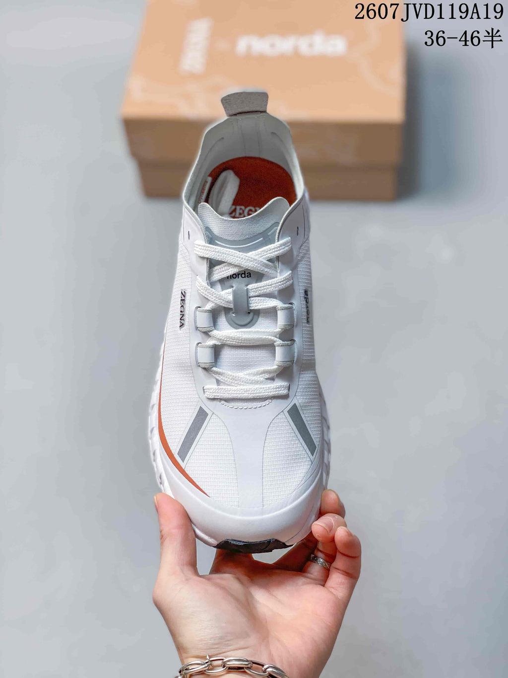 NORDA 711790UOI Outdoor Hiking Sneakers in White Orange - product image from the listing.