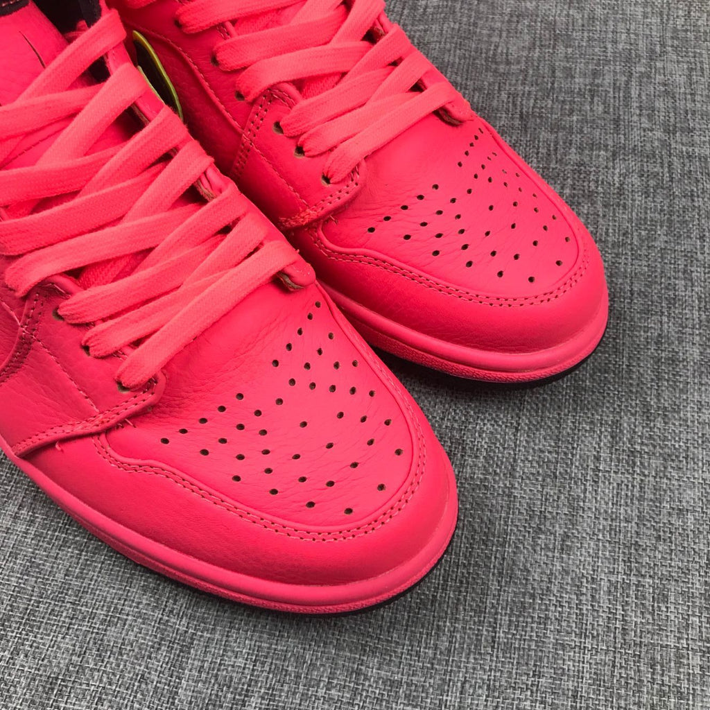 Air Jordan 1 Mid Sneakers in Pink Black Volt AQ9131-600 - product image from the listing.