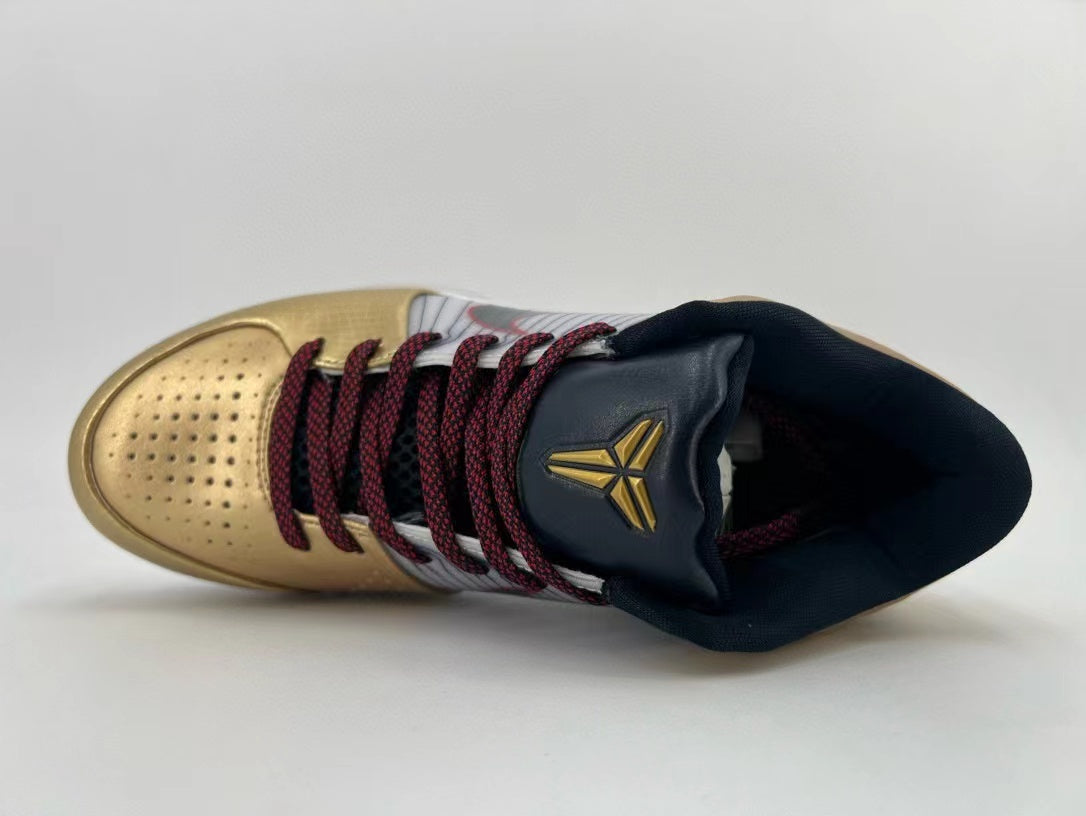 Nike Kobe 4 Protro Sneakers in Gold White 344335-141 - product image from the listing.