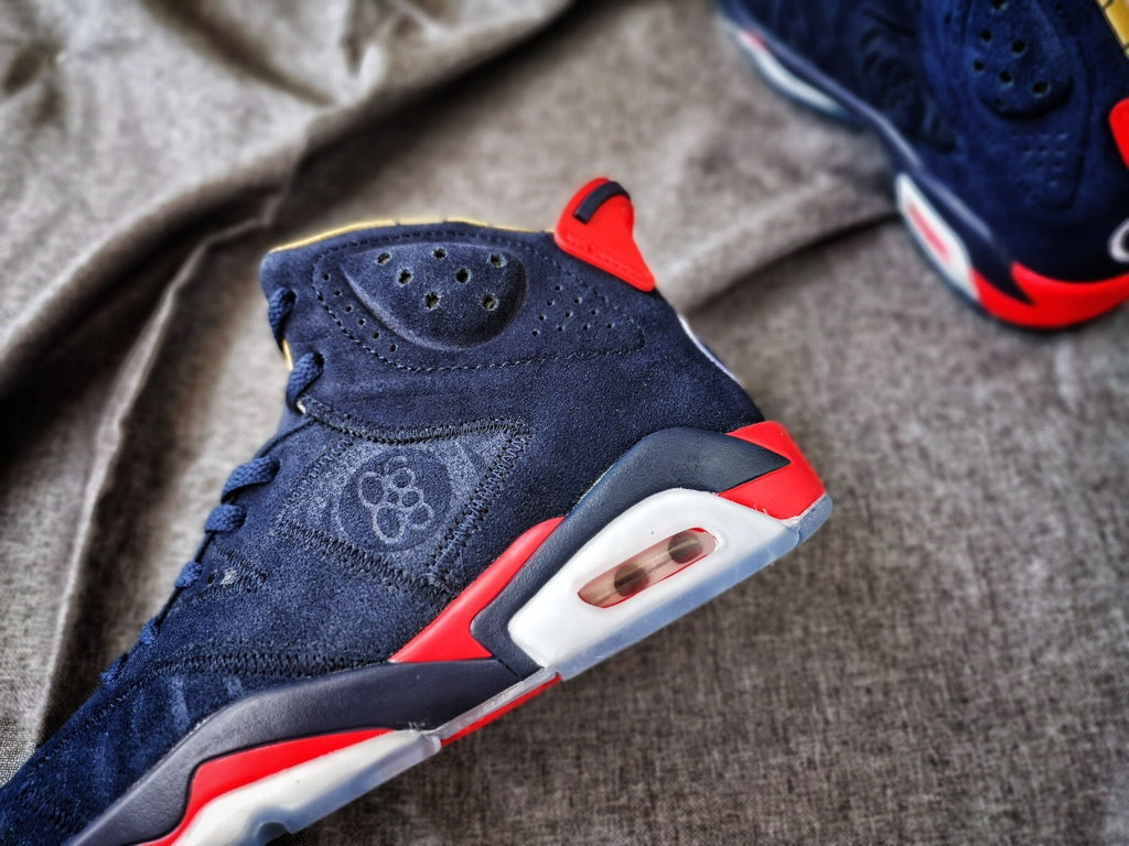Air Jordan 6 Retro Sneakers in Navy Red White - product image from the listing.