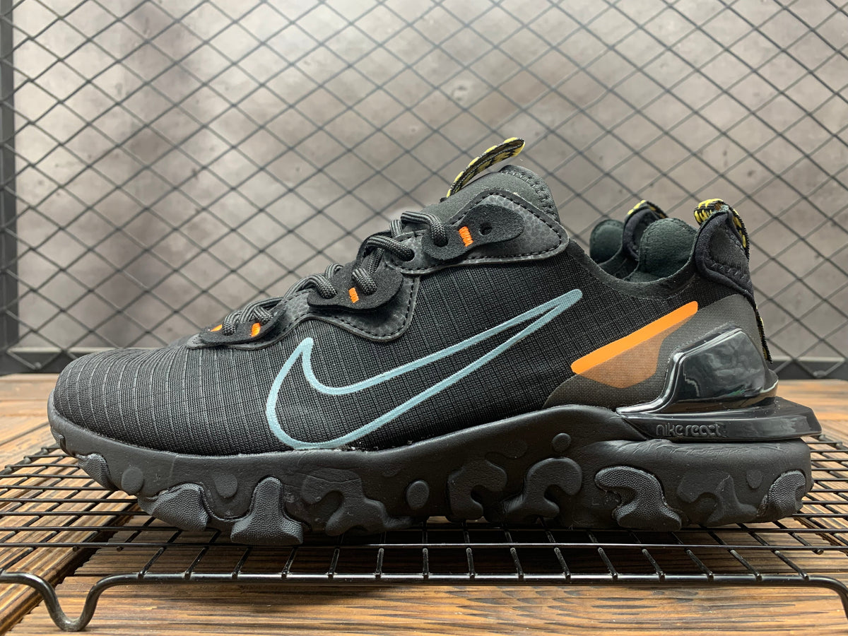 Nike React Vision Black Orange Blue Grid Trainers - product image from the listing.