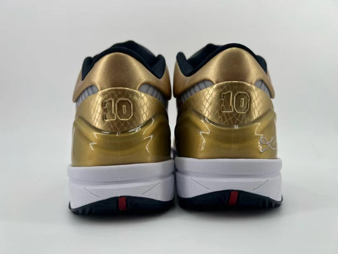 Nike Kobe 4 Protro Sneakers in Gold White 344335-141 - product image from the listing.