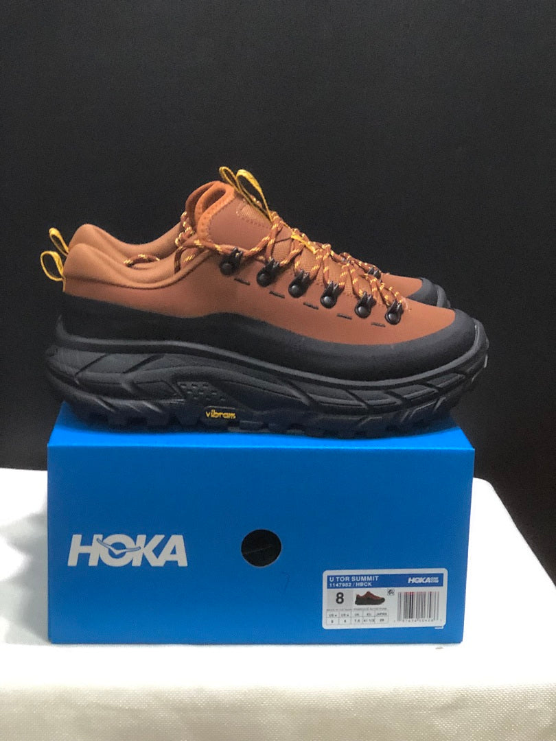 Brown and Black HOKA Tor Summit Hiking Shoes - product image from the listing.