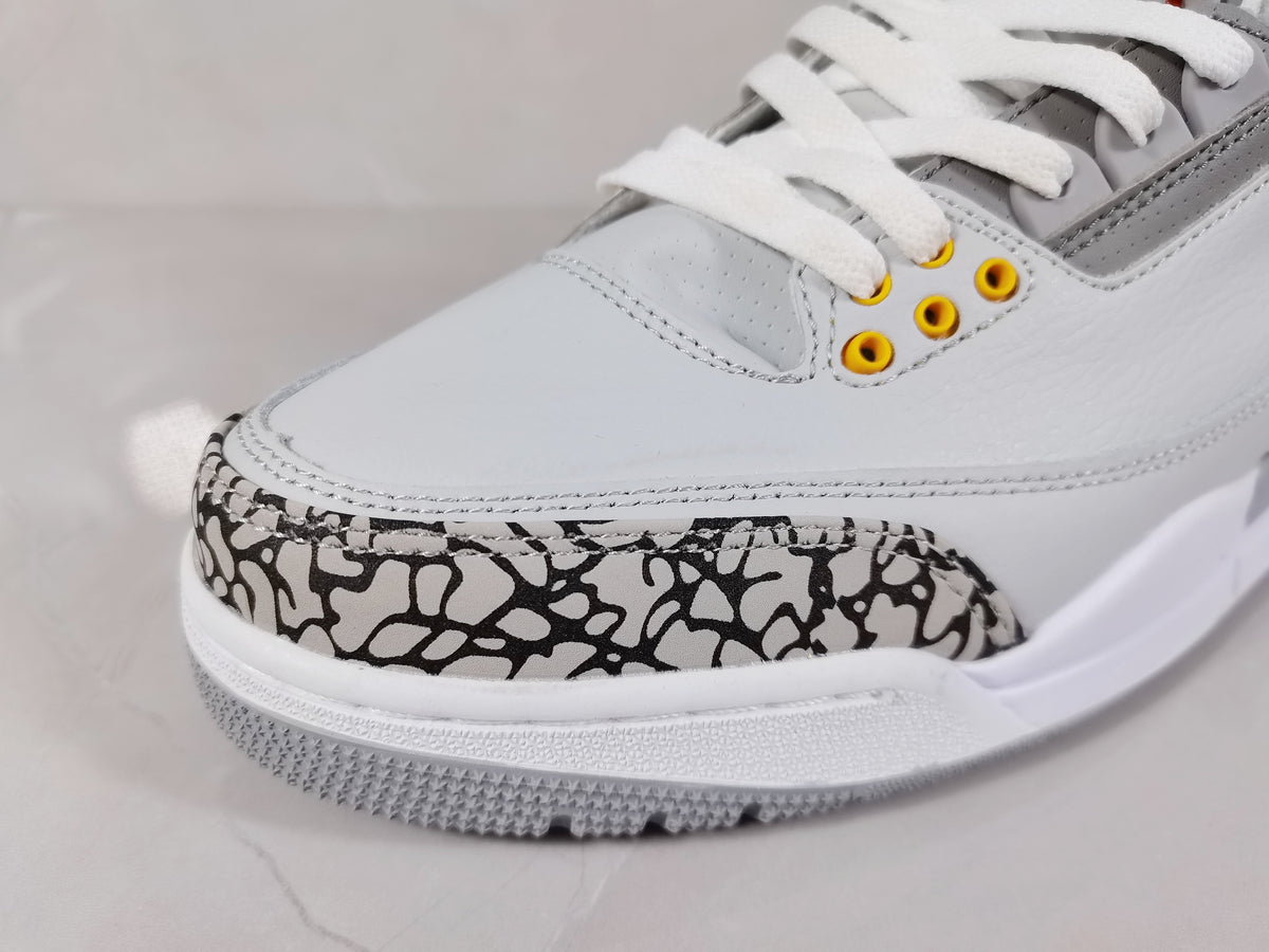 Air Jordan 3 Retro Grey and Orange Sneakers - product image from the listing.