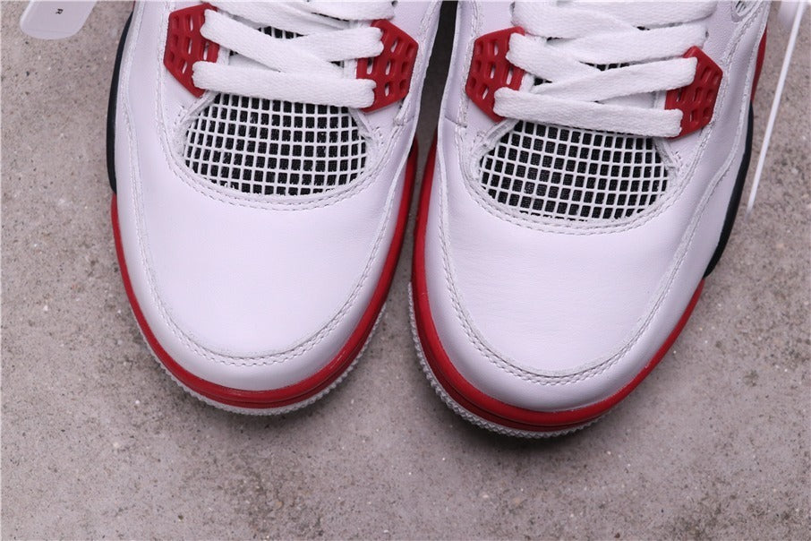 Air Jordan 4 Retro White Red Black Sneakers - product image from the listing.
