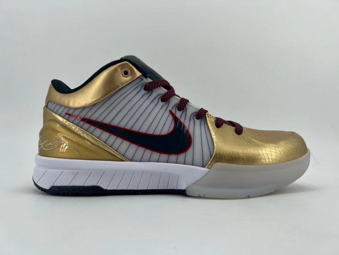 Nike Kobe 4 Protro Sneakers in Gold White 344335-141 - product image from the listing.
