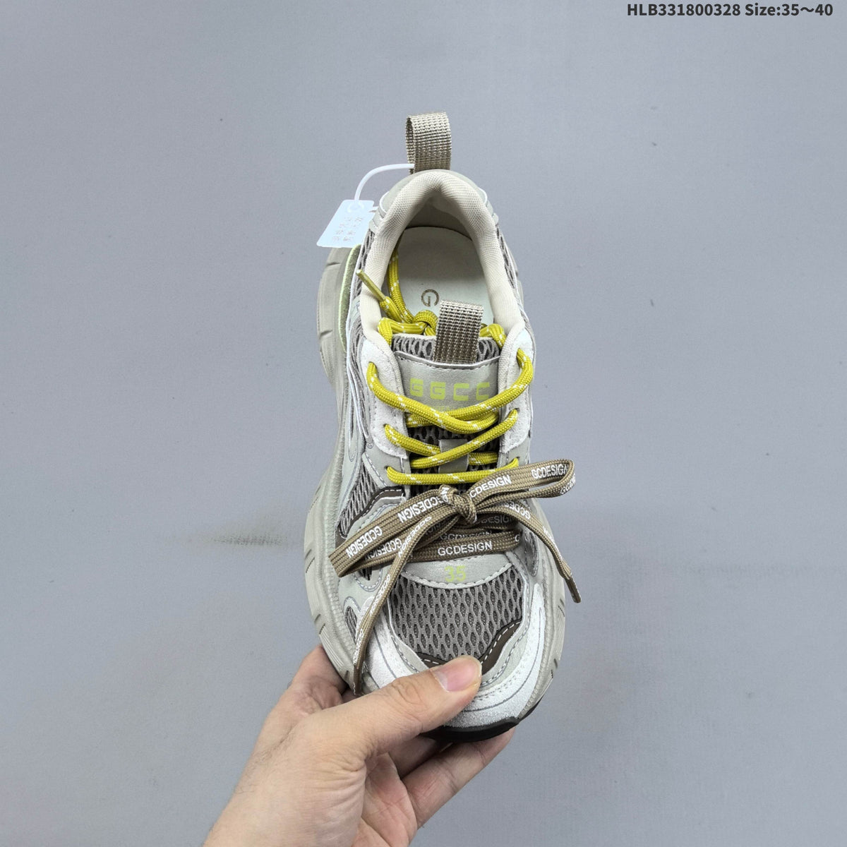 Women's GGCC G26U8612 Retro Chunky Sneakers, Gray and Yellow - product image from the listing.