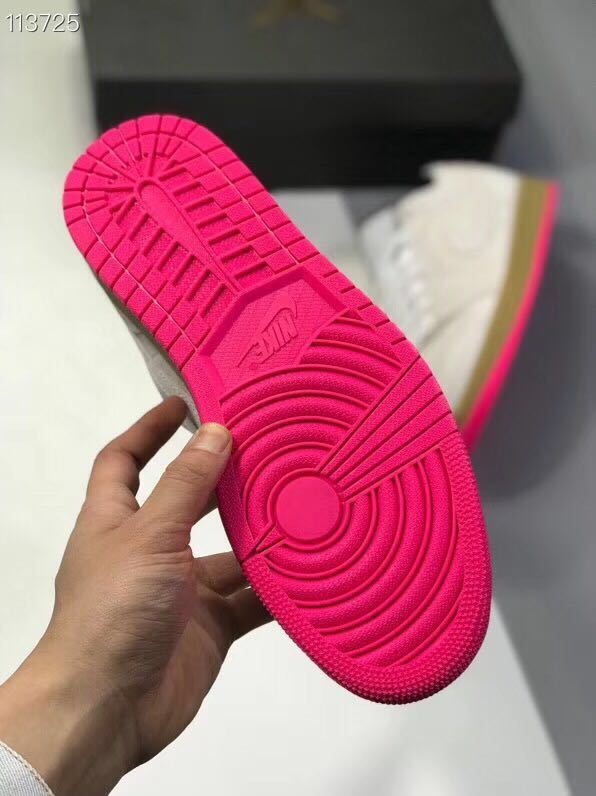 White Pink Gum Sole Sneakers - Jordan 1 Low - product image from the listing.