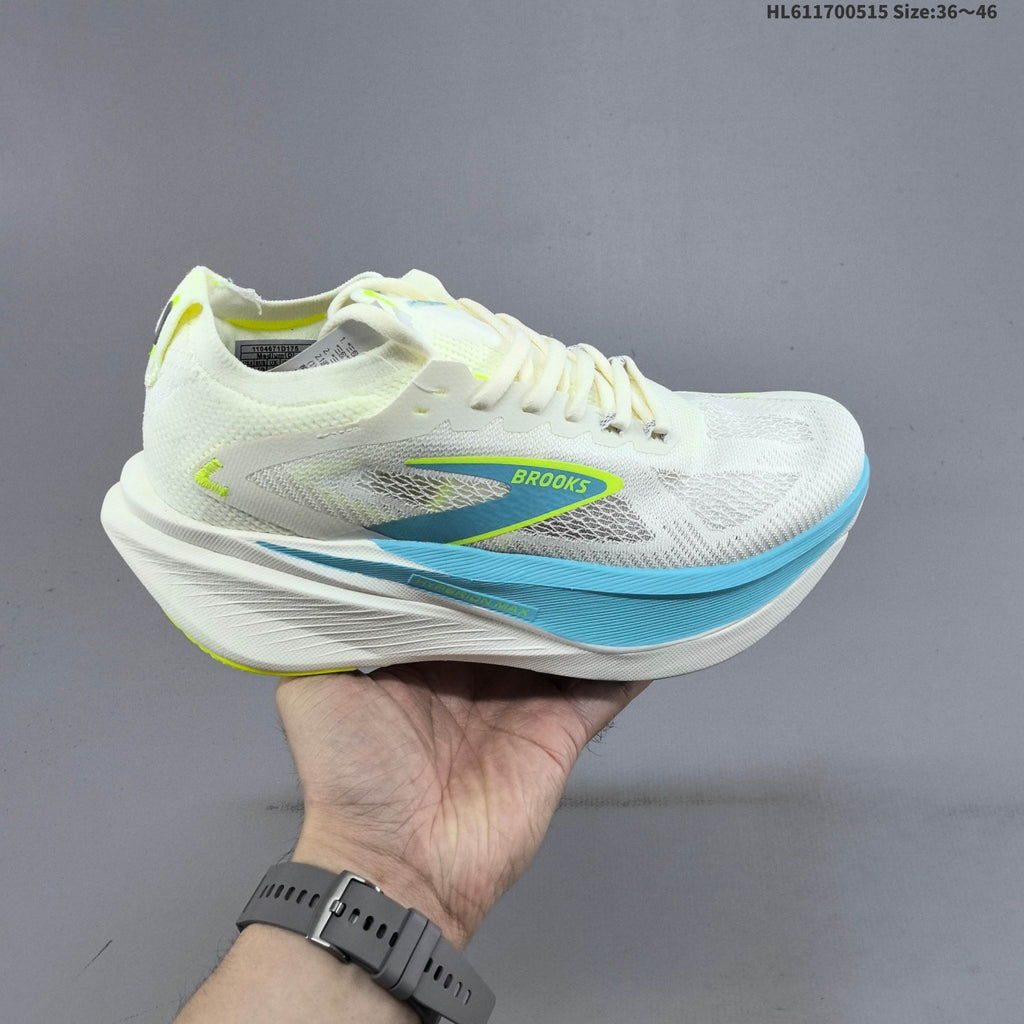 Brooks Hyperion Max 3 Running Shoes, in White and Blue - product image from the listing.